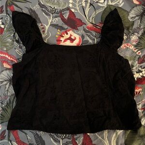 sofia by sofia vergara Black Lace-Embroidered Crop Tank